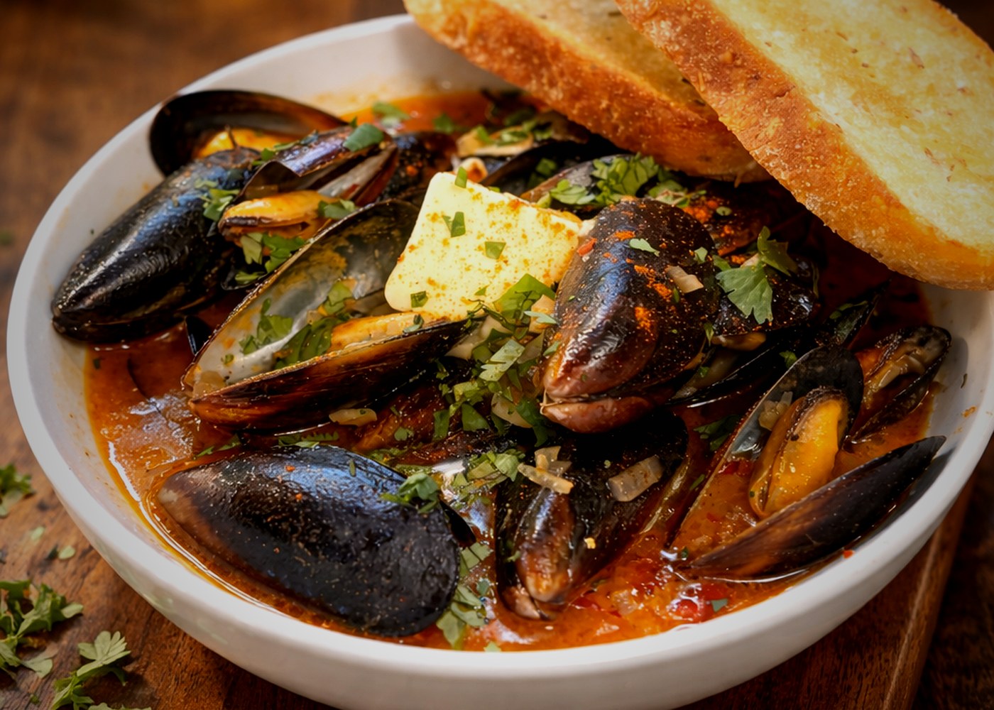 Mussels in chipotle broth